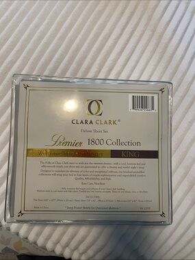 Clara Clark White and Gold Premier 1800 Collection King Sheet Set